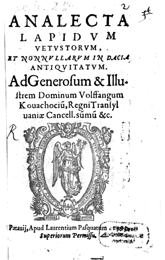 Zamosius, Analecta lapidum vetustorum et nonnullarum in Dacia antiquitatum