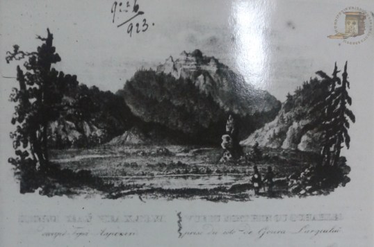 Ceahlăul. Aceeași stampă apare și în revista Icoana Lumei (Iași, 1840)
